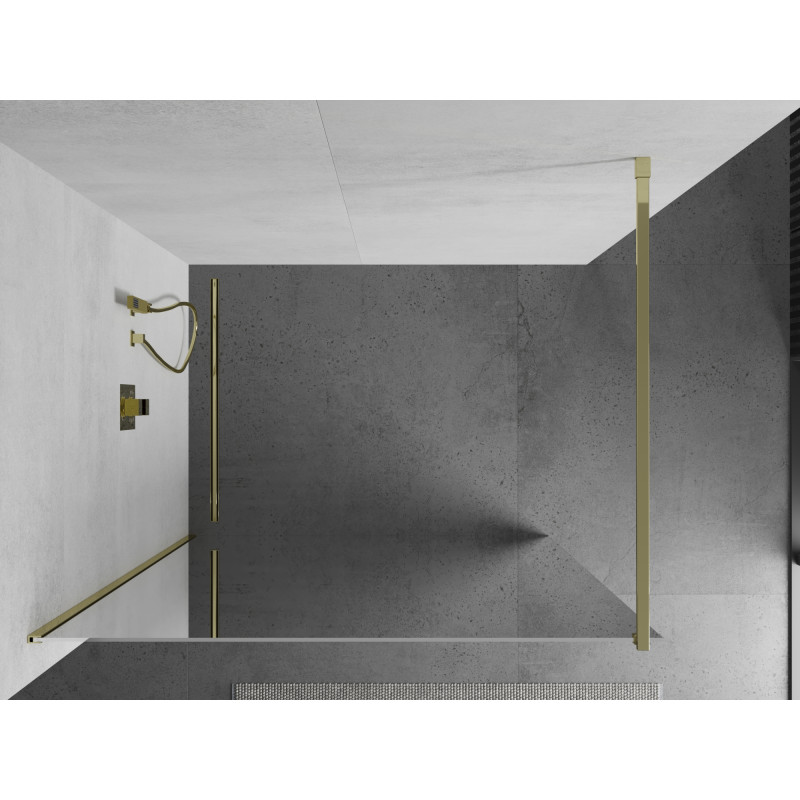 Mexen Kioto Walk-in-Duschwand 130 x 200 cm, Spiegel 8 mm, Gold - 800-130-101-50-50