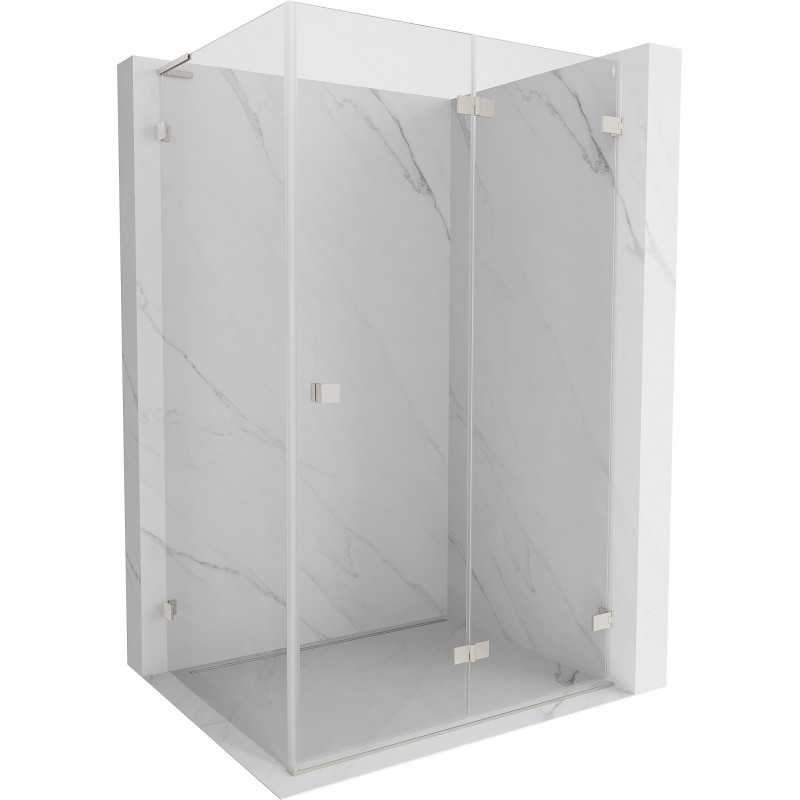 Mexen Lunar-F L Klappdusche rechts 85 x 80 cm, transparent, gebürsteter Nickel - 836L-085-080-97-00-P