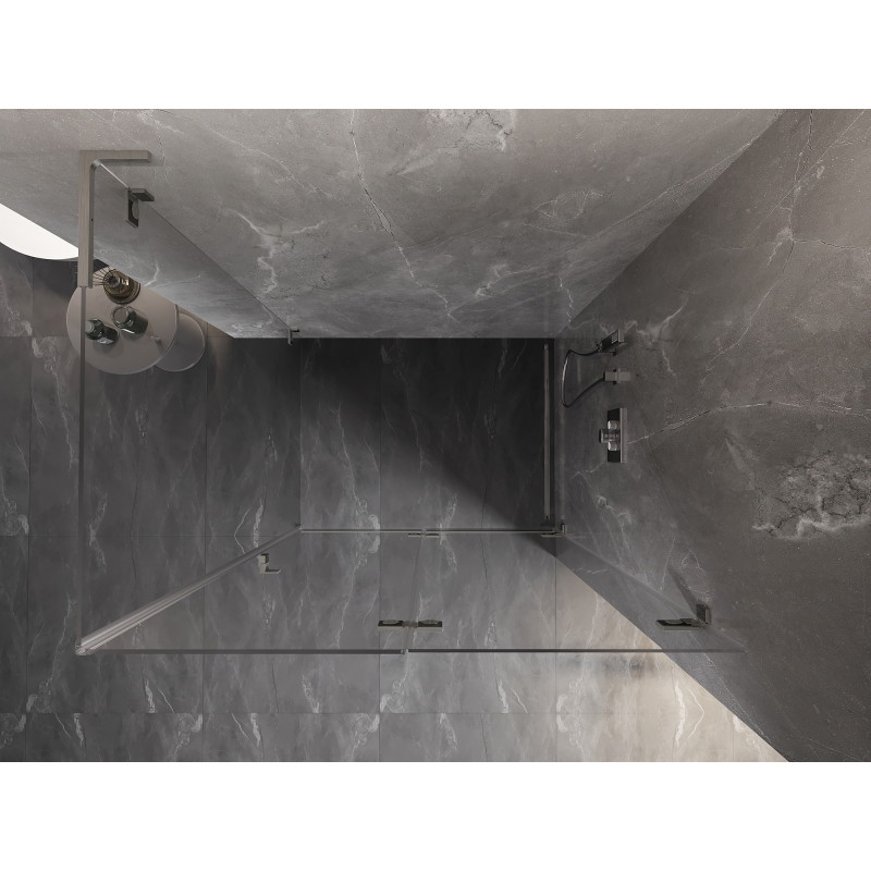 Mexen Lunar-F L faltbare Duschkabine rechts 100 x 80 cm, transparent, gebürstetes Nickel - 836L-100-080-97-00-P