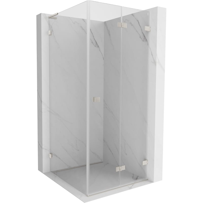 Mexen Lunar-F L Faltdusche rechts 90 x 90 cm, Transparent, Gebürsteter Nickel - 836L-090-090-97-00-P