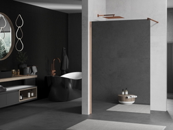 Mexen Kioto Duschwand Walk-in 130 x 200 cm, Spiegel 8 mm, Roségold - 800-130-101-60-50