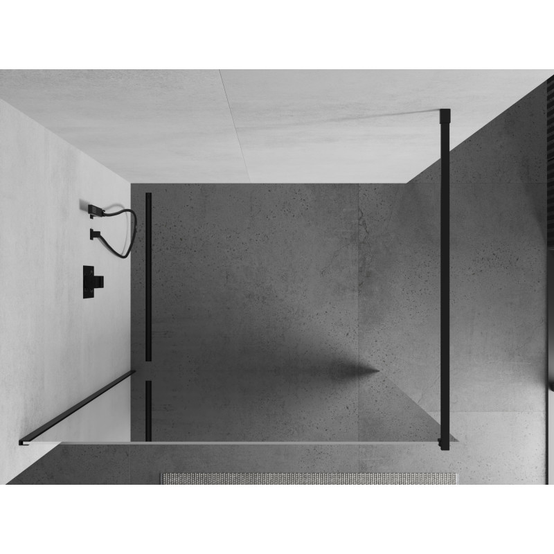 Mexen Kioto Duschwand Walk-in 130 x 200 cm, Spiegel 8 mm, schwarz - 800-130-101-70-50