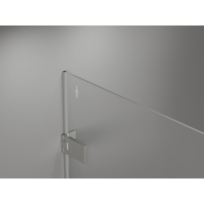 Mexen Lunar-F L Duschkabine klappbar rechts 100 x 100 cm, transparent, gebürstetes Nickel - 836L-100-100-97-00-P