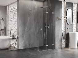 Mexen Lunar-F L Duschkabine klappbar rechts 100 x 100 cm, transparent, gebürstetes Nickel - 836L-100-100-97-00-P