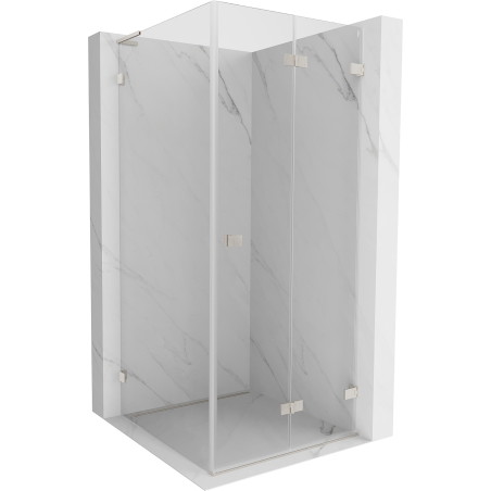 Mexen Lunar-F L Duschkabine klappbar rechts 100 x 100 cm, transparent, gebürstetes Nickel - 836L-100-100-97-00-P