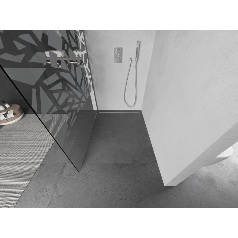 Mexen Kioto Duschwand Walk-in 90 x 200 cm, weißes Muster 8 mm, Chrom - 800-090-101-01-85