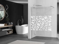 Mexen Kioto Duschwand Walk-in 110 x 200 cm, weißes Muster 8 mm, Chrom - 800-110-101-01-85