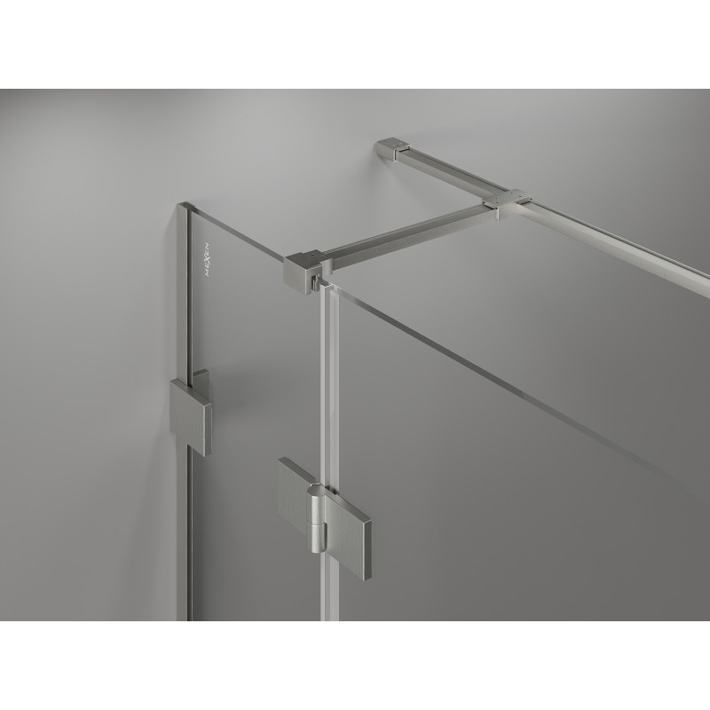 Mexen Lunar T Duschkabine mit Drehtür rechts 140 x 80 cm, transparent, gebürsteter Nickel - 834T-140-080-97-00-P