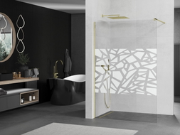 Mexen Kioto Duschwand Walk-in 110 x 200 cm, weißes Muster 8 mm, gold - 800-110-101-50-85