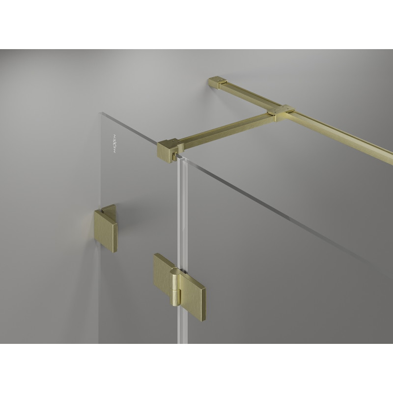 Mexen Lunar T Duschkabine Schwingtür rechts 110 x 80 cm, transparent, gebürstetes Gold - 834T-110-080-55-00-P