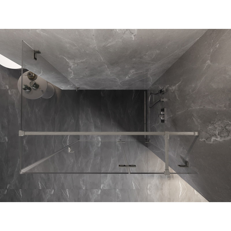 Mexen Lunar T Duschkabine schwenkbar rechts 120 x 90 cm, transparent, gebürstetes Nickel - 834T-120-090-97-00-P