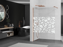Mexen Kioto Duschwand Walk-in 100 x 200 cm, weißes Muster 8 mm, Roségold - 800-100-101-60-85