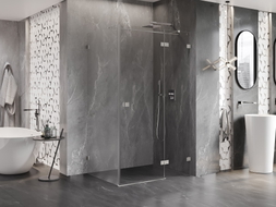 Mexen Lunar T Duschkabine, schwenkbar, rechts 130 x 100 cm, transparent, gebürstetes Nickel - 834T-130-100-97-00-P