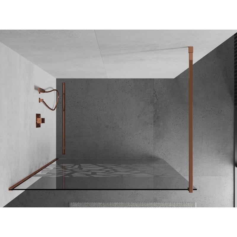 Mexen Kioto Duschwand Walk-in 130 x 200 cm, weißes Muster 8 mm, Roségold - 800-130-101-60-85