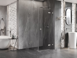 Mexen Lunar T Duschkabine, rechts öffnend, 120 x 120 cm, transparent, gebürstetes Nickel - 834T-120-120-97-00-P