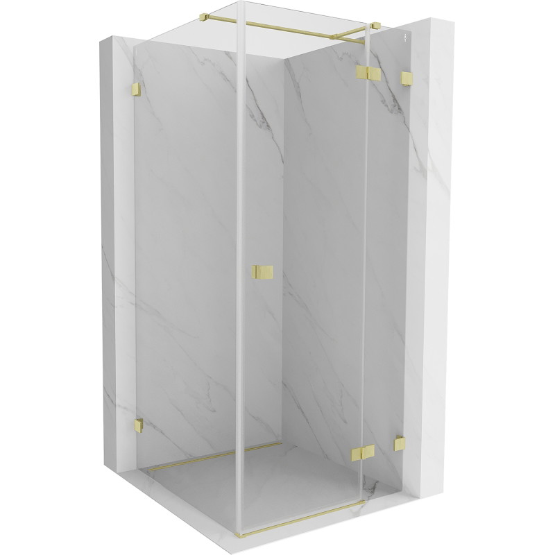 Mexen Lunar T Duschkabine, schwenkbar, rechts, 110 x 110 cm, transparent, gebürstet Gold - 834T-110-110-55-00-P