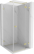 Mexen Lunar T Duschkabine, schwenkbar, rechts, 110 x 110 cm, transparent, gebürstet Gold - 834T-110-110-55-00-P