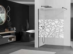 Mexen Kioto Duschwand Walk-in 120 x 200 cm, weißes Muster 8 mm, schwarz - 800-120-101-70-85