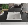 Mexen Elix Granitspüle 1-Becken 600 x 500 mm, weiß, Siphon Chrom - 6525601005-20