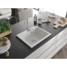 Mexen Elix Granitspüle 1-Becken 600 x 500 mm, weiß, Siphon Chrom - 6525601005-20