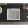 Mexen Elix Granitspüle 1-Becken 600 x 500 mm, weiß, Siphon Chrom - 6525601005-20