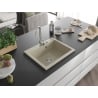 Mexen Elix Granitspüle 1-Becken 600 x 500 mm, beige, Siphon Chrom - 6525601005-69