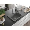 Mexen Elix Granitspüle 1-Becken 600 x 500 mm, grau, Chrom Siphon - 6525601005-71