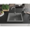 Mexen Elix Granitspüle 1-Becken 600 x 500 mm, grau, Chrom Siphon - 6525601005-71