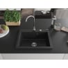 Mexen Elix Granitspüle 1-Becken 600 x 500 mm, schwarz/silber metallic, Siphon Chrom - 6525601005-73