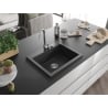 Mexen Elix Granitspüle 1-Becken 600 x 500 mm, schwarz gesprenkelt, Syphon Chrom - 6525601005-76