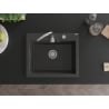 Mexen Elix Granitspüle 1-Becken 600 x 500 mm, schwarz gesprenkelt, Syphon Chrom - 6525601005-76