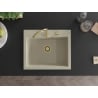 Mexen Elix Granitspüle 1-Becken 600 x 500 mm, beige, goldener Siphon - 6525601005-69-G
