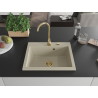 Mexen Elix Granitspüle 1-Becken 600 x 500 mm, beige, goldener Siphon - 6525601005-69-G