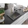 Mexen Elix Granitspüle 1-Becken 600 x 500 mm, grau, goldener Siphon - 6525601005-71-G