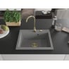 Mexen Elix Granitspüle 1-Becken 600 x 500 mm, grau, goldener Siphon - 6525601005-71-G