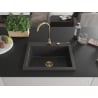 Mexen Elix Granitspüle 1-Becken 600 x 500 mm, schwarz gesprenkelt, goldener Siphon - 6525601005-76-G