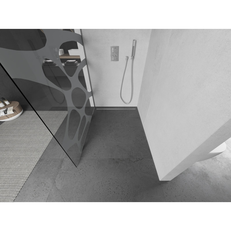 Mexen Kioto Walk-In-Duschwand 70 x 200 cm, weiße Welle 8 mm, Chrom - 800-070-101-01-97