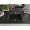 Mexen Elix Granitspüle 1-Becken 600 x 500 mm, schwarz, goldener Siphon - 6525601005-77-G