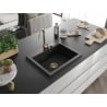 Mexen Elix Granitspüle 1-Becken 600 x 500 mm, schwarz, goldener Siphon - 6525601005-77-G
