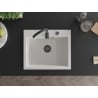 Mexen Elix Granitspüle 1-Becken 600 x 500 mm, weiß, schwarzer Siphon - 6525601005-20-B
