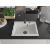 Mexen Elix Granitspüle 1-Becken 600 x 500 mm, weiß, schwarzer Siphon - 6525601005-20-B