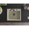 Mexen Elix Granitspüle 1-Becken 600 x 500 mm, beige, schwarzer Siphon- 6525601005-69-B