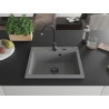 Mexen Elix Granitspüle 1-Becken 600 x 500 mm, grau, schwarzer Siphon - 6525601005-71-B