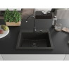 Mexen Elix Granitspüle 1-Becken 600 x 500 mm, Schwarz/Gold Metallic, Schwarzer Siphon - 6525601005-75-B