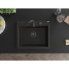 Mexen Elix Granitspüle 1-Becken 600 x 500 mm, Schwarz/Gold Metallic, Schwarzer Siphon - 6525601005-75-B