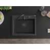 Mexen Elix Granitspüle 1-becken 600 x 500 mm, schwarz gesprenkelt, schwarze Siphon - 6525601005-76-B
