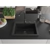 Mexen Elix Granitspüle 1-Becken 600 x 500 mm, schwarz, Siphon schwarz - 6525601005-77-B