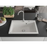 Mexen Elix Granitspüle 1-Becken 700 x 500 mm, weiß, Siphon chrom - 6526701005-20
