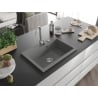 Mexen Elix Granitspüle 1-beckig 700 x 500 mm, grau, Siphon Chrom - 6526701005-71