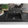 Mexen Elix Granitspüle 1-beckig 700 x 500 mm, Schwarz/Silber Metallic, Siphon Chrom - 6526701005-73